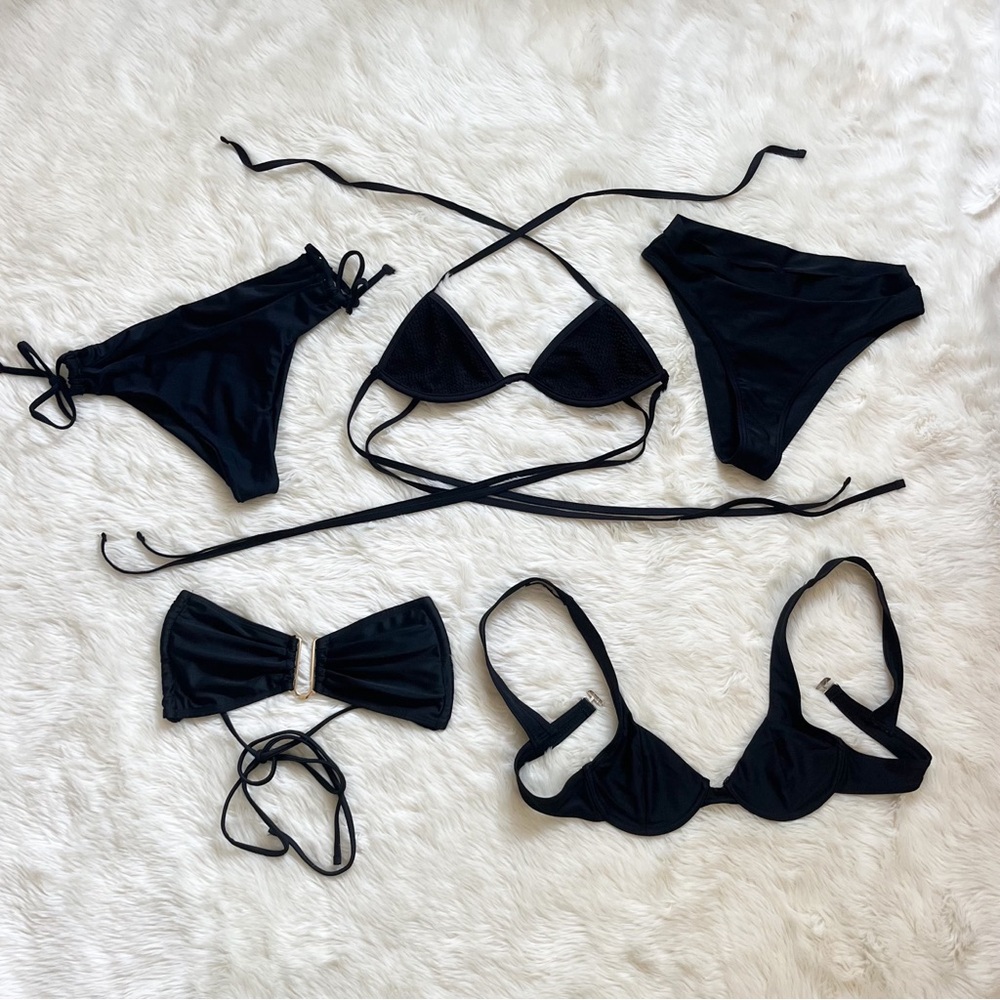 bundle of black bikinis !! 3 tops 2 bottoms